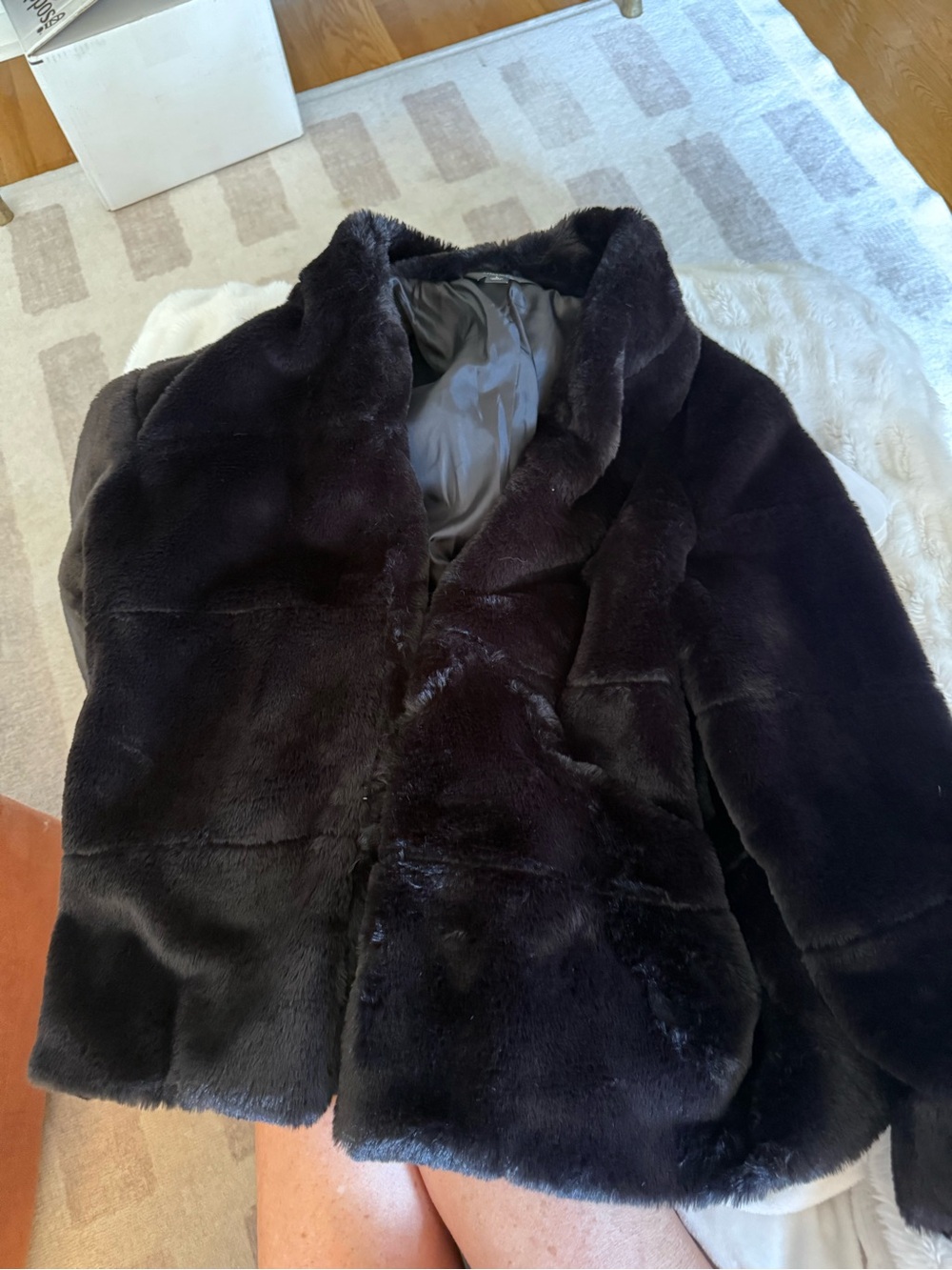 Simply Vera Vera Wang Black Faux Fur Jacket